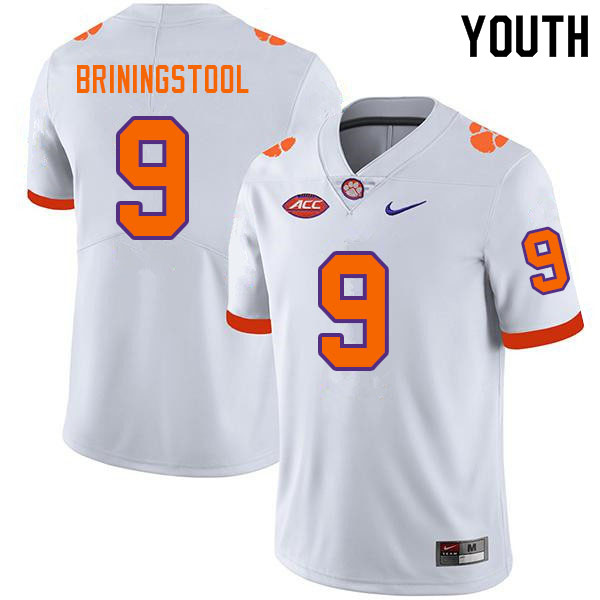 Youth #9 Jake Briningstool Clemson Tigers College Football Jerseys Sale-White - Click Image to Close